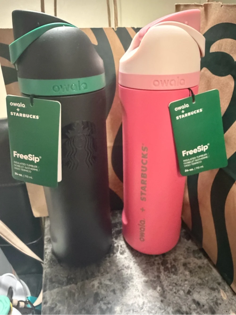 Owala + Starbucks Pink Freesip Water Bottle